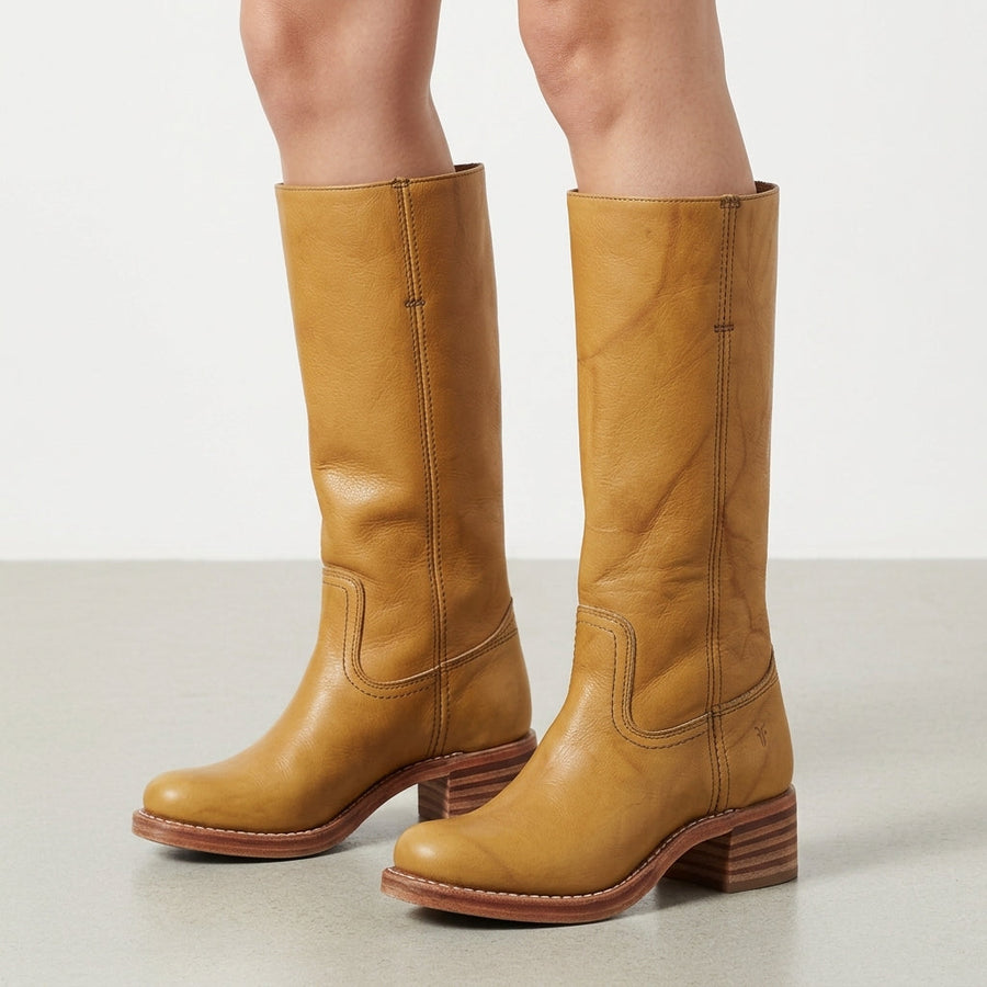 Gianna | Saddler Stacked-Heel Knee-High Boot