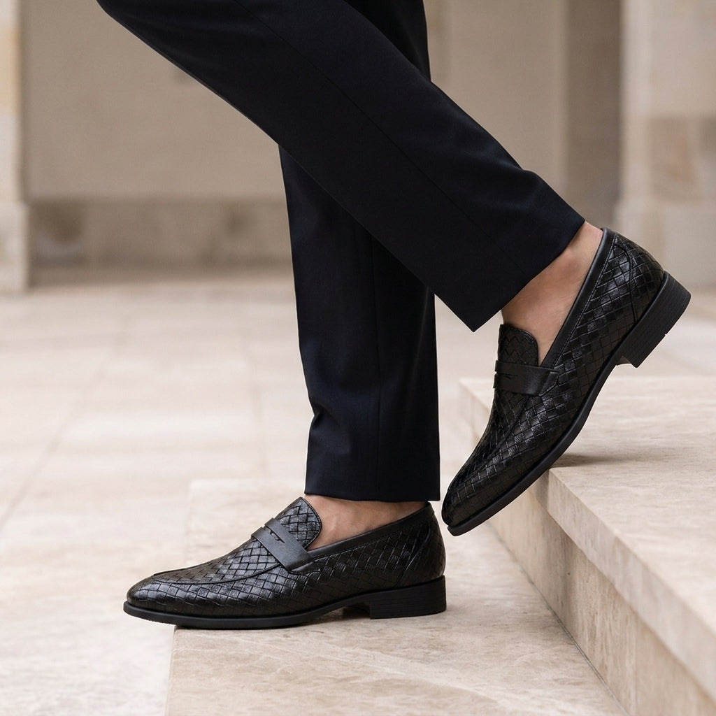 Grayson | Hvar Woven Leather Penny Loafers