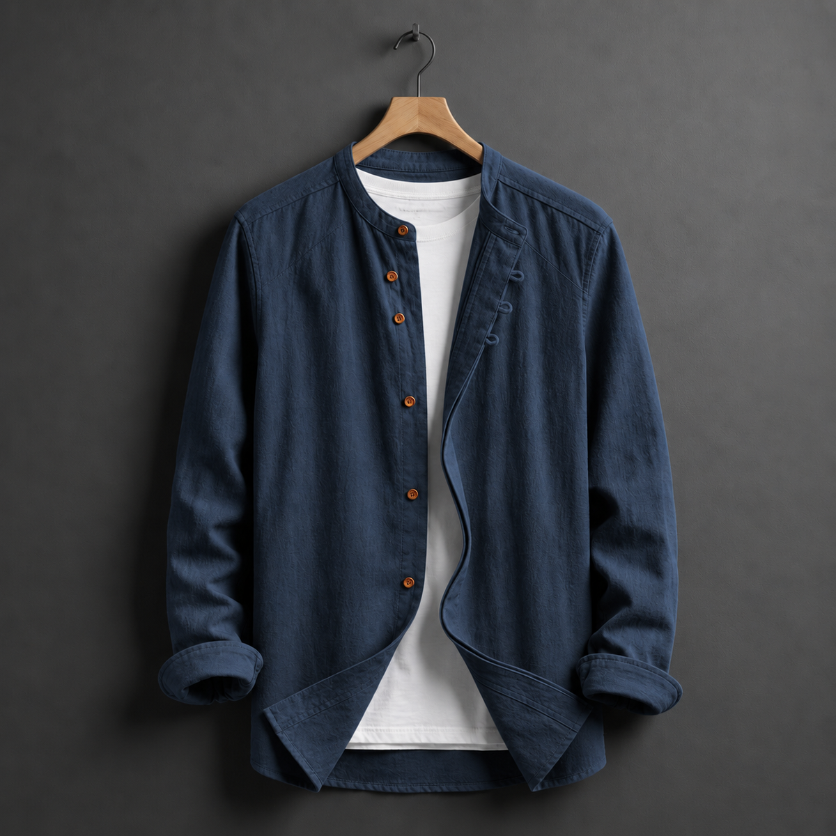 Grayson | Lacoste Mandarin Collar Linen Shirt