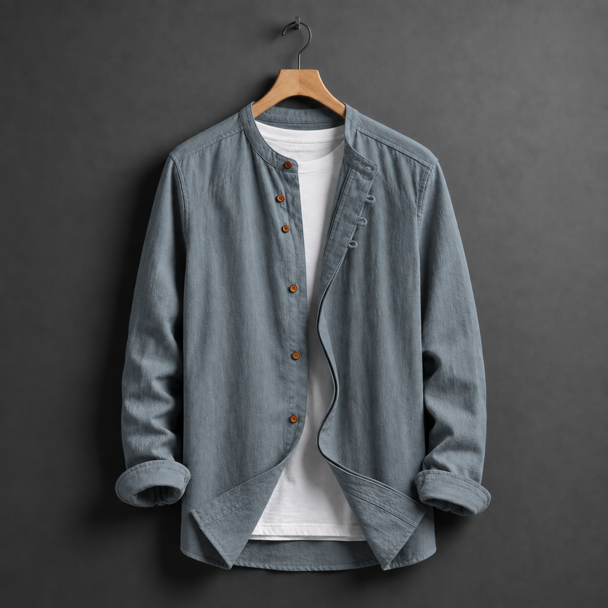 Grayson | Lacoste Mandarin Collar Linen Shirt