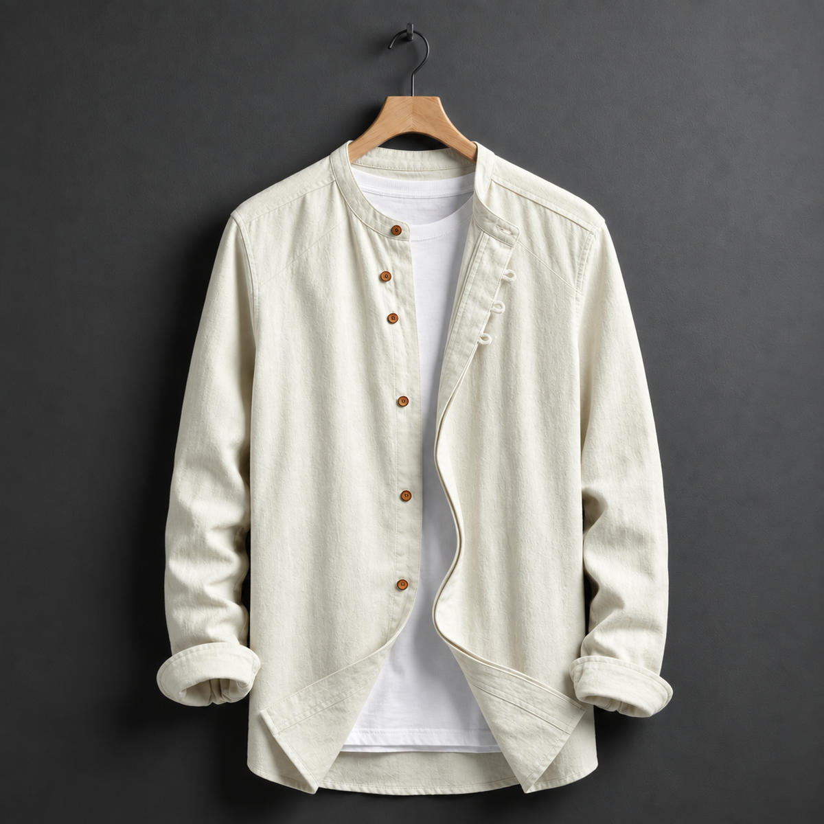 Grayson | Lacoste Mandarin Collar Linen Shirt