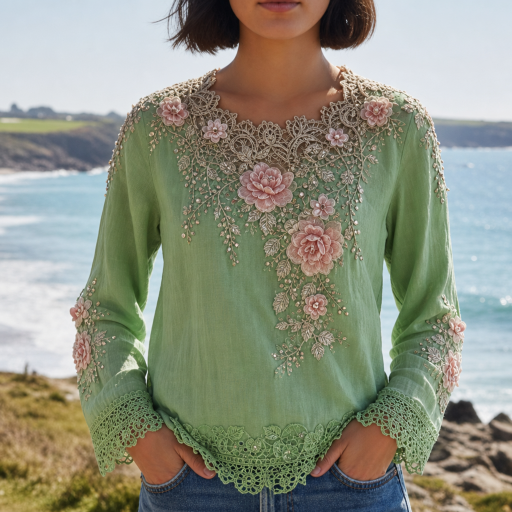 Hadley | Almeria Floral Embroidered Lace Blouse