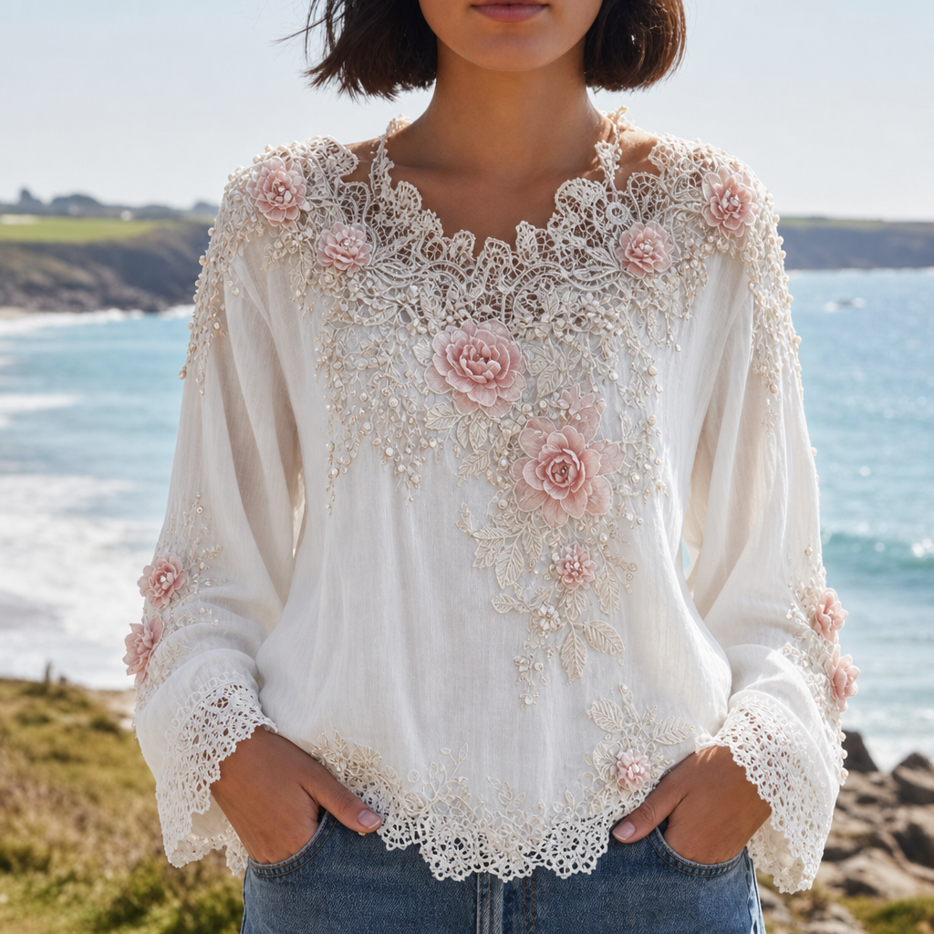 Hadley | Almeria Floral Embroidered Lace Blouse