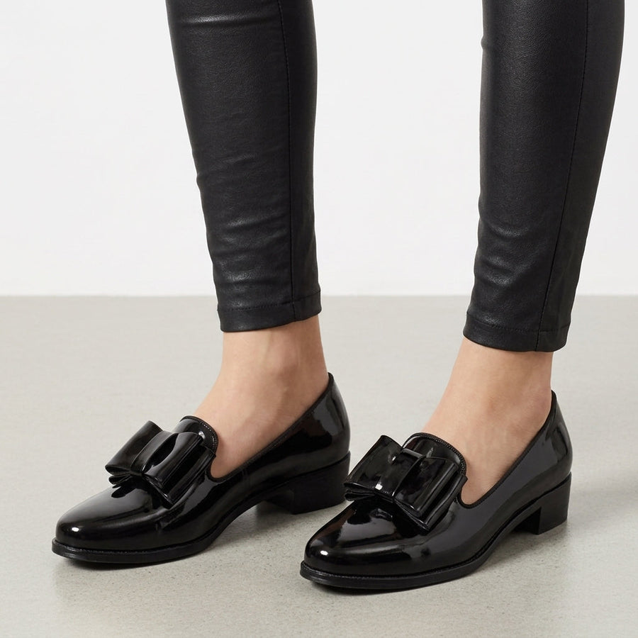 Hadley | Marenzo Patent Bow Block Heels