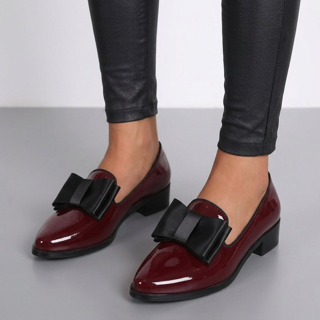 Hadley | Marenzo Patent Bow Block Heels