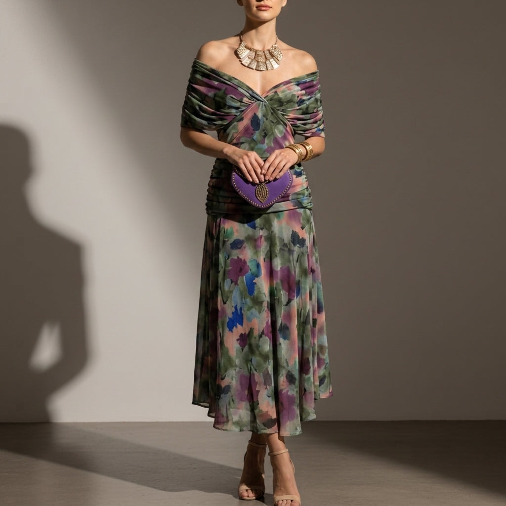 Hadley | Rabat Floral Ruched Midi Dress