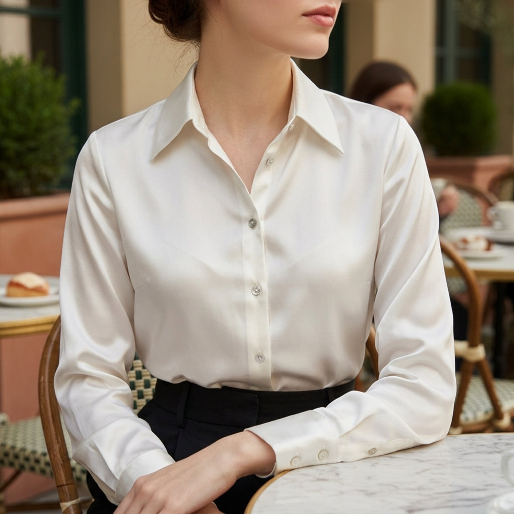 Hannah | Mougins Satin Long Sleeve Blouse