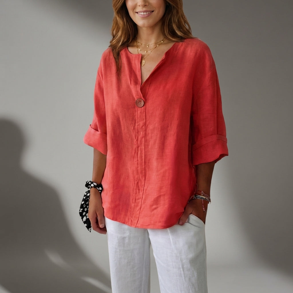 Hazel | Antequera Linen Button Blouse