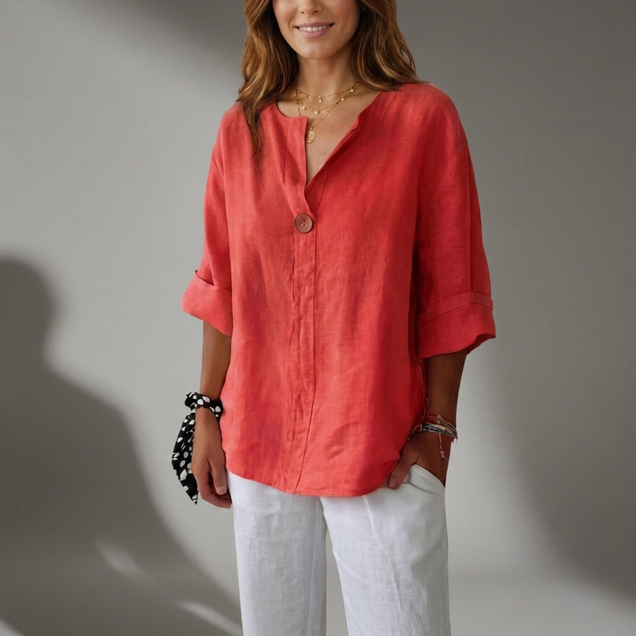 Hazel | Antequera Linen Button Blouse