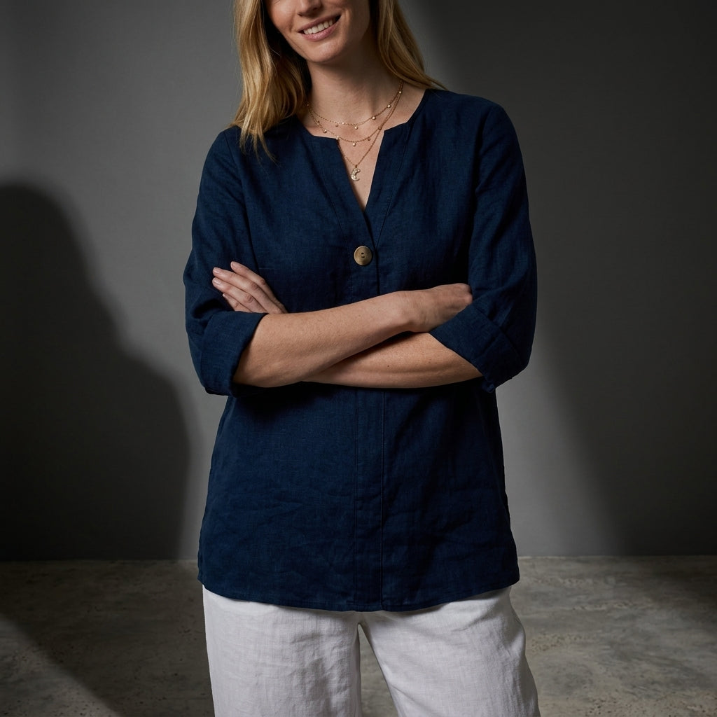 Hazel | Antequera Linen Button Blouse