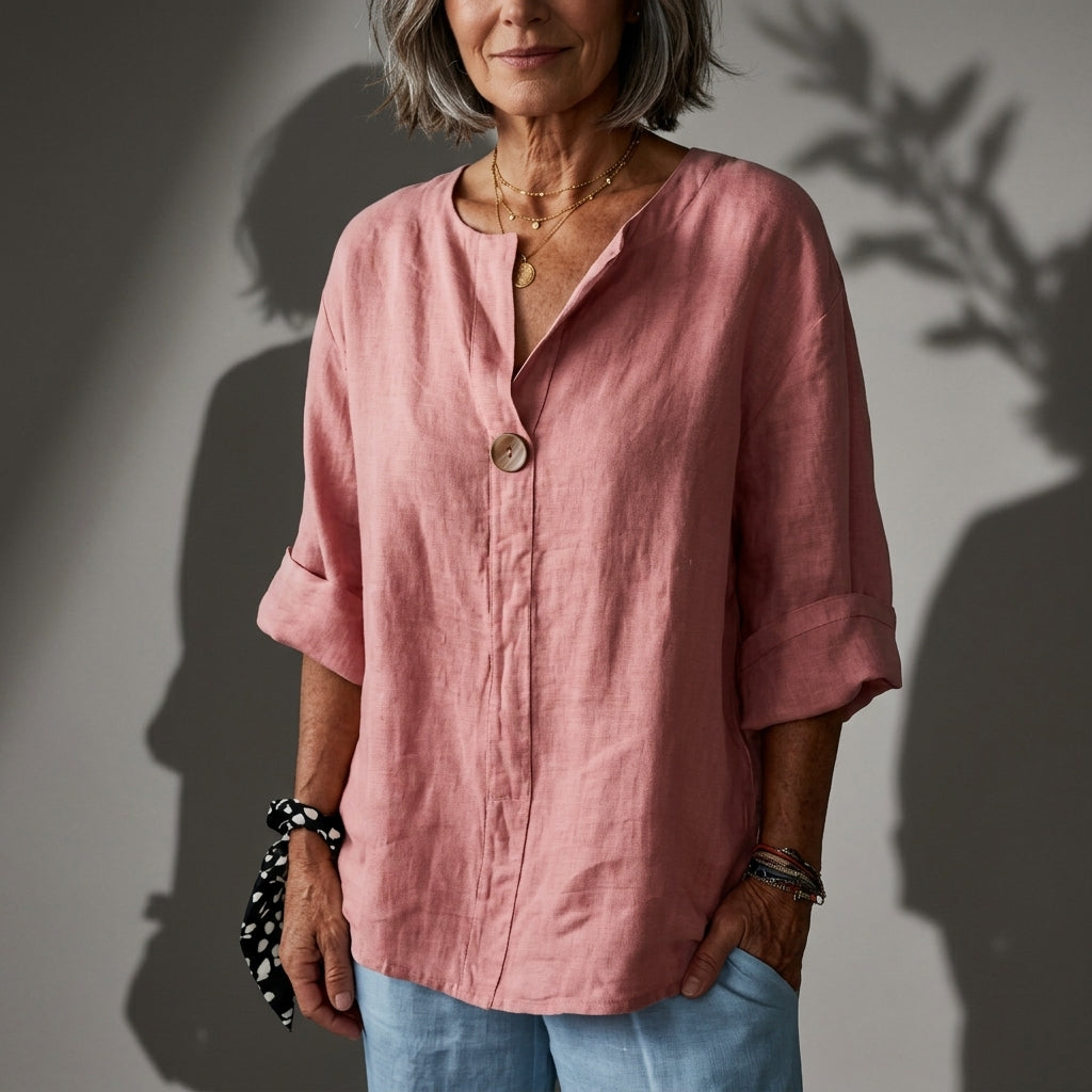 Hazel | Antequera Linen Button Blouse