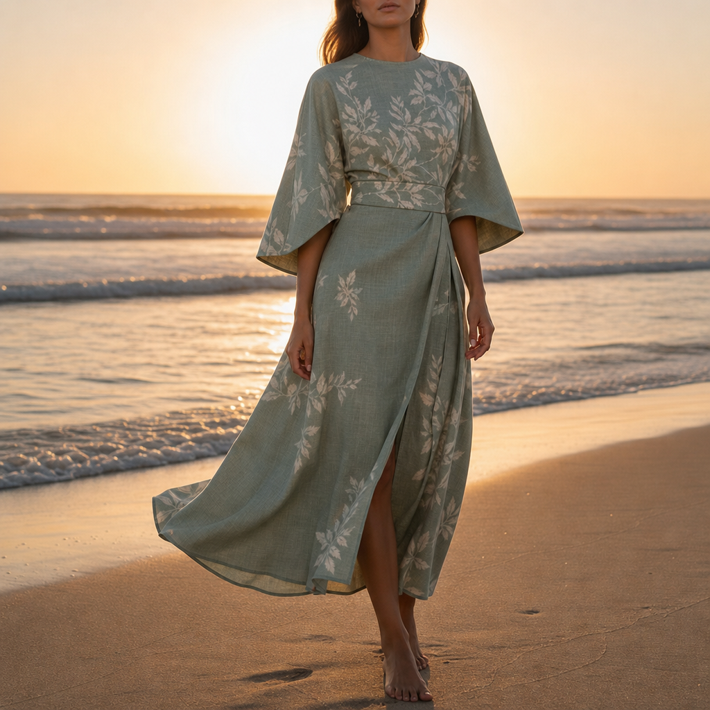 Hazel | Elounda Floral Kimono Sleeve Dress