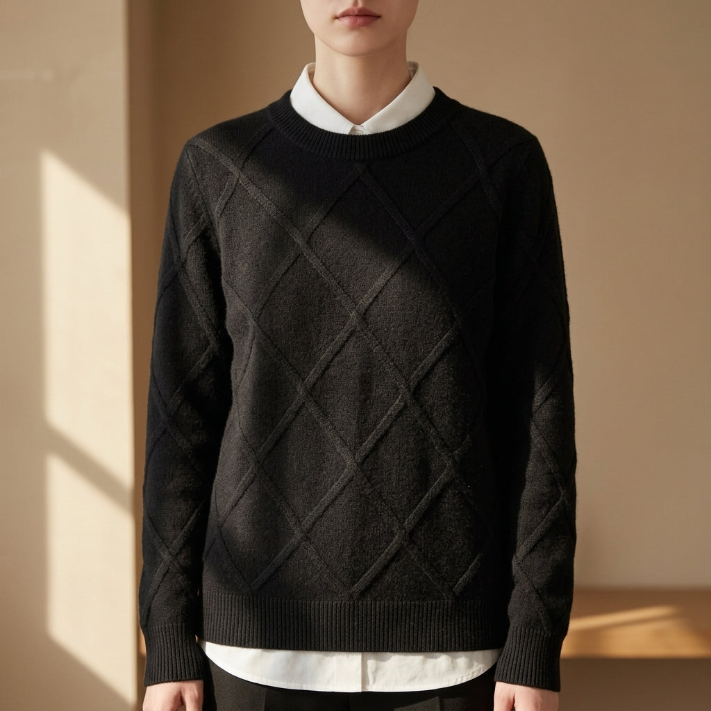 Hazel | Nisyros Argyle Crewneck Sweater