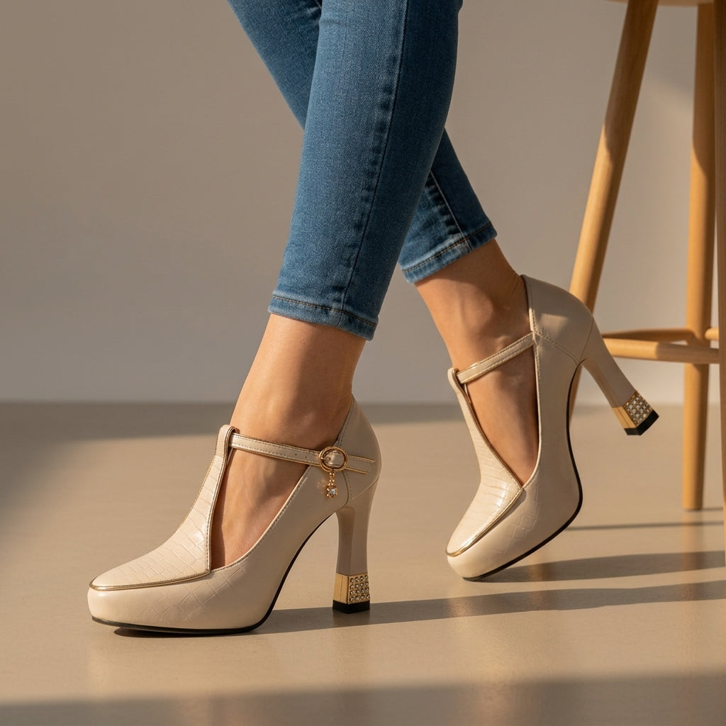 Hazel | Rab T-Strap Block Heels