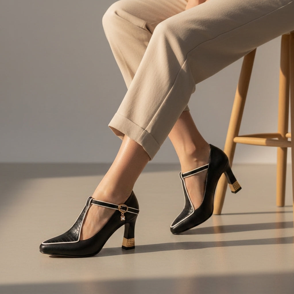 Hazel | Rab T-Strap Block Heels