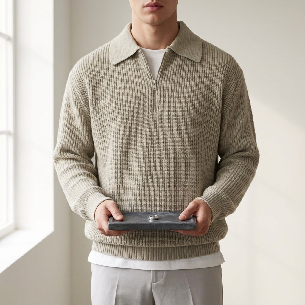 Henry | Urbino Quarter Zip Polo Sweater
