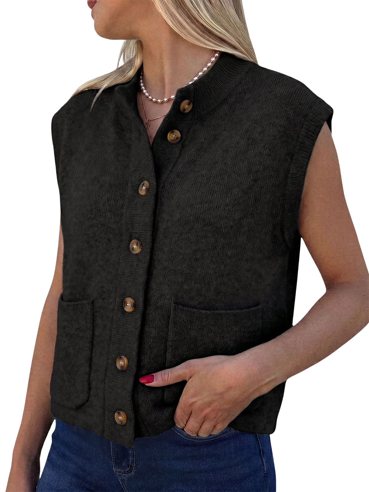 Women's Cap Sleeve Sweater – Black