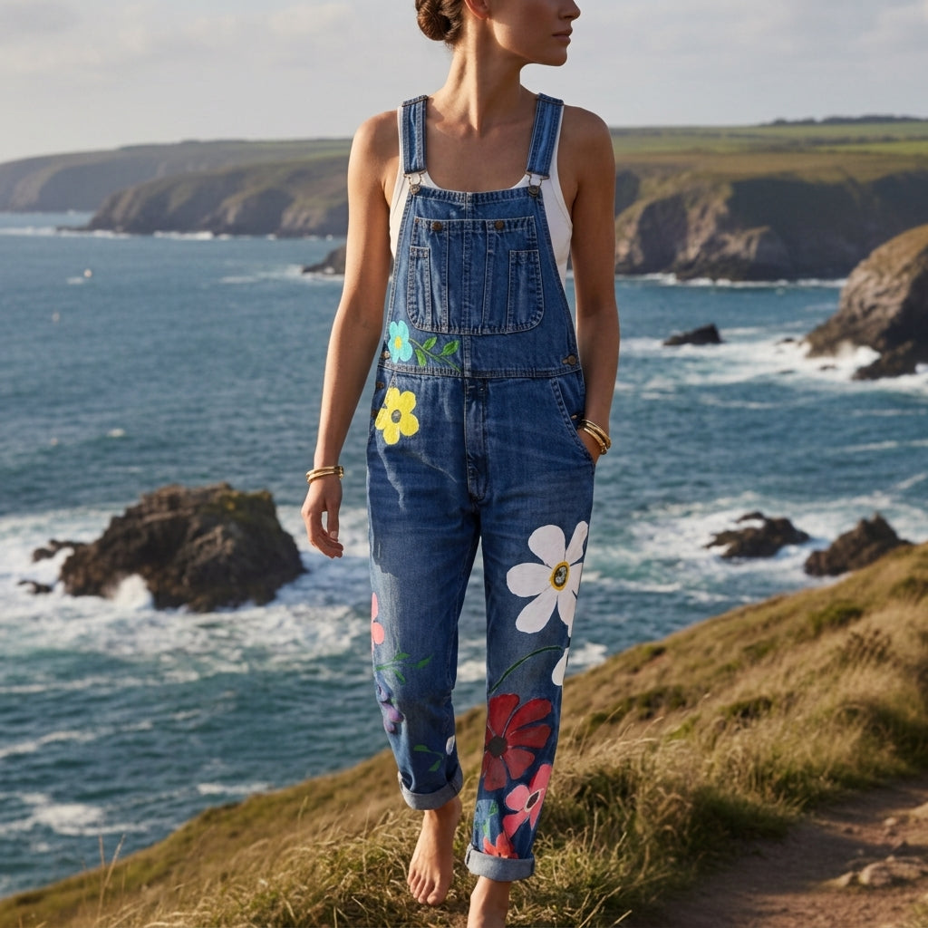Isabella | Sifnos Floral Denim Overalls