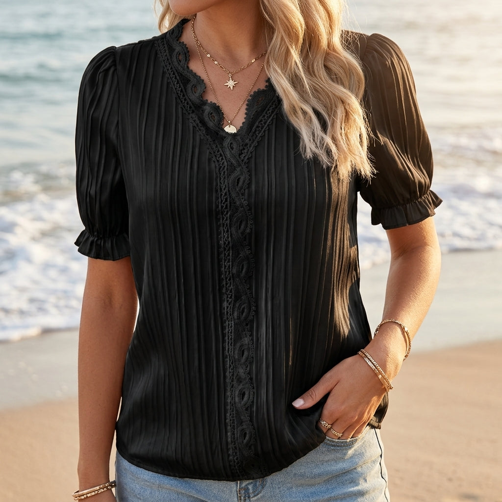 Isabella | Xavorelle V-Neck Hollow Blouse