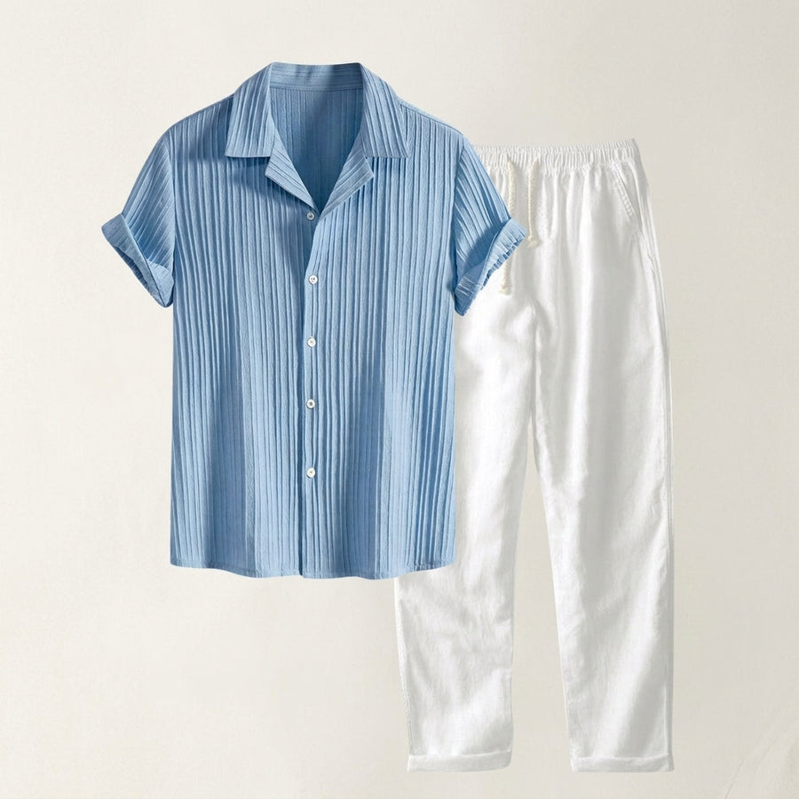 Jacob | Santorini Pleated Short Sleeve Shirt Set