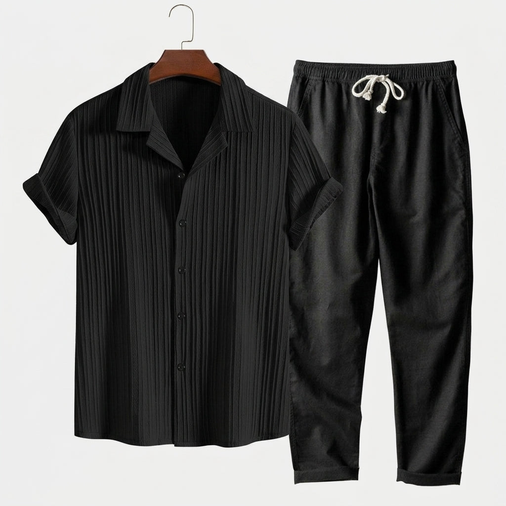 Jacob | Santorini Pleated Short Sleeve Shirt Set