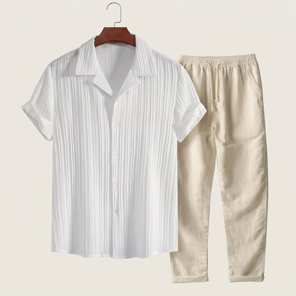 Jacob | Santorini Pleated Short Sleeve Shirt Set