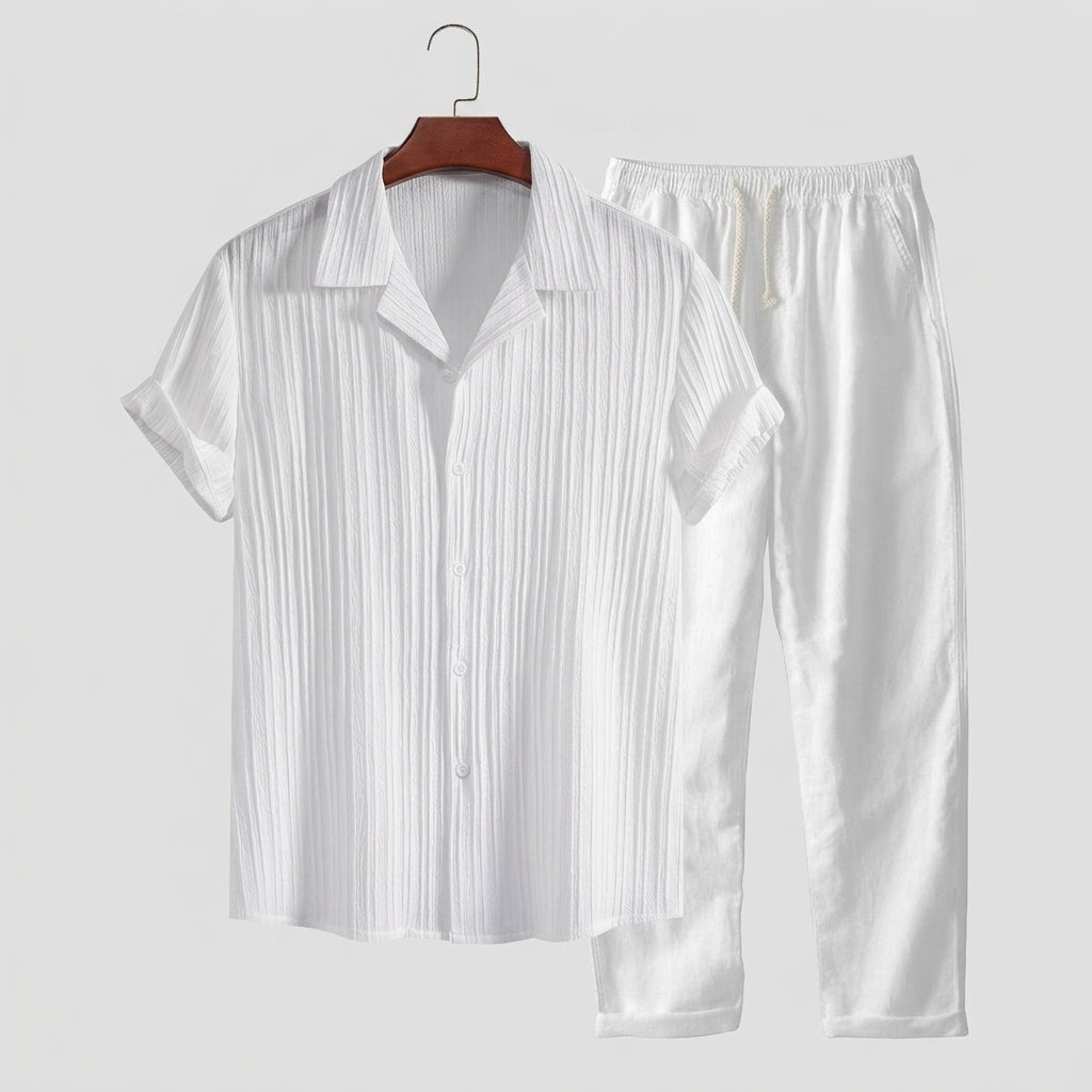 Jacob | Santorini Pleated Short Sleeve Shirt Set