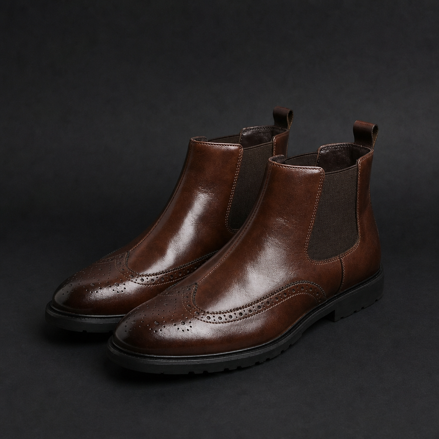 James | Anzio Brogue Chelsea Boots