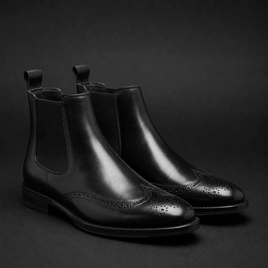 James | Anzio Brogue Chelsea Boots