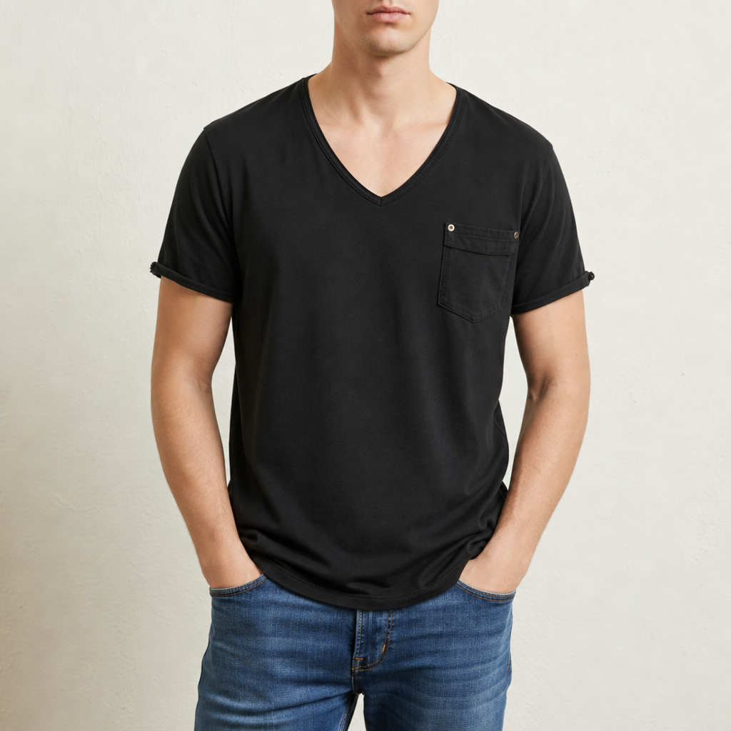 James | Beziers Deep V-Neck Pocket Tee