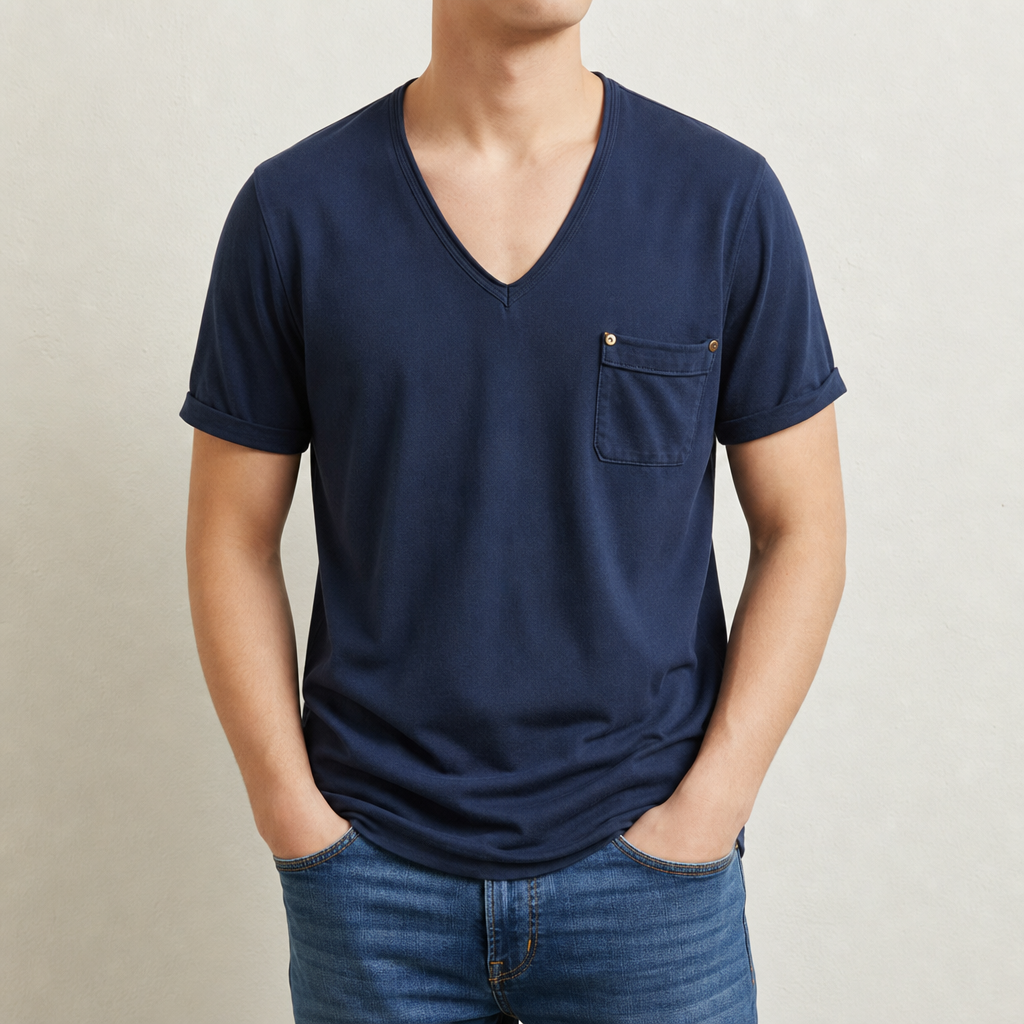 James | Beziers Deep V-Neck Pocket Tee