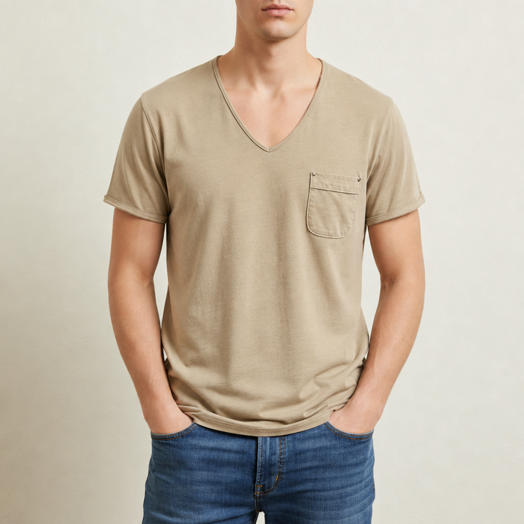 James | Beziers Deep V-Neck Pocket Tee