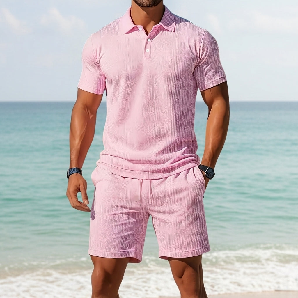 Jonathan | Riviera Waffle-Knit Polo & Shorts Set