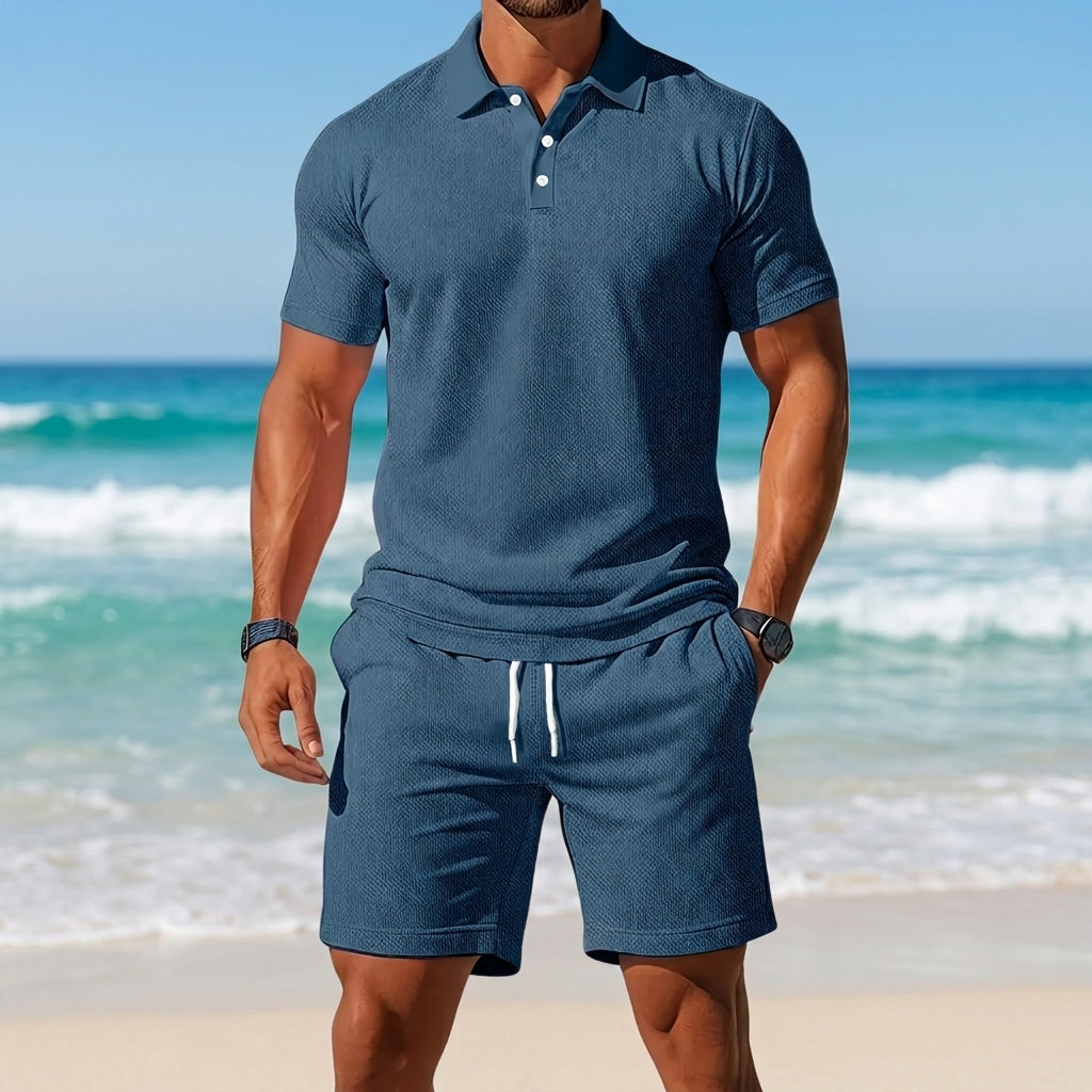 Jonathan | Riviera Waffle-Knit Polo & Shorts Set