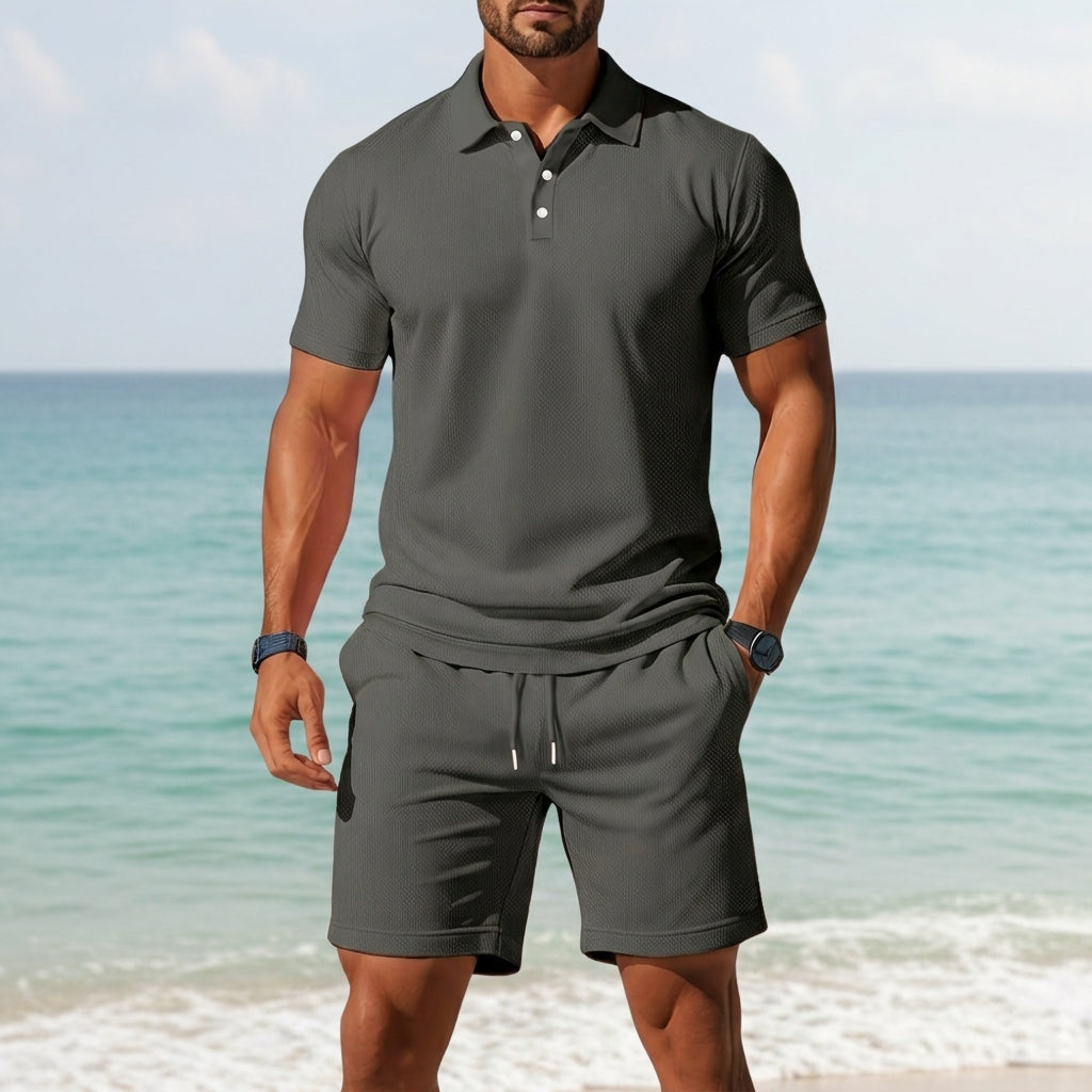 Jonathan | Riviera Waffle-Knit Polo & Shorts Set
