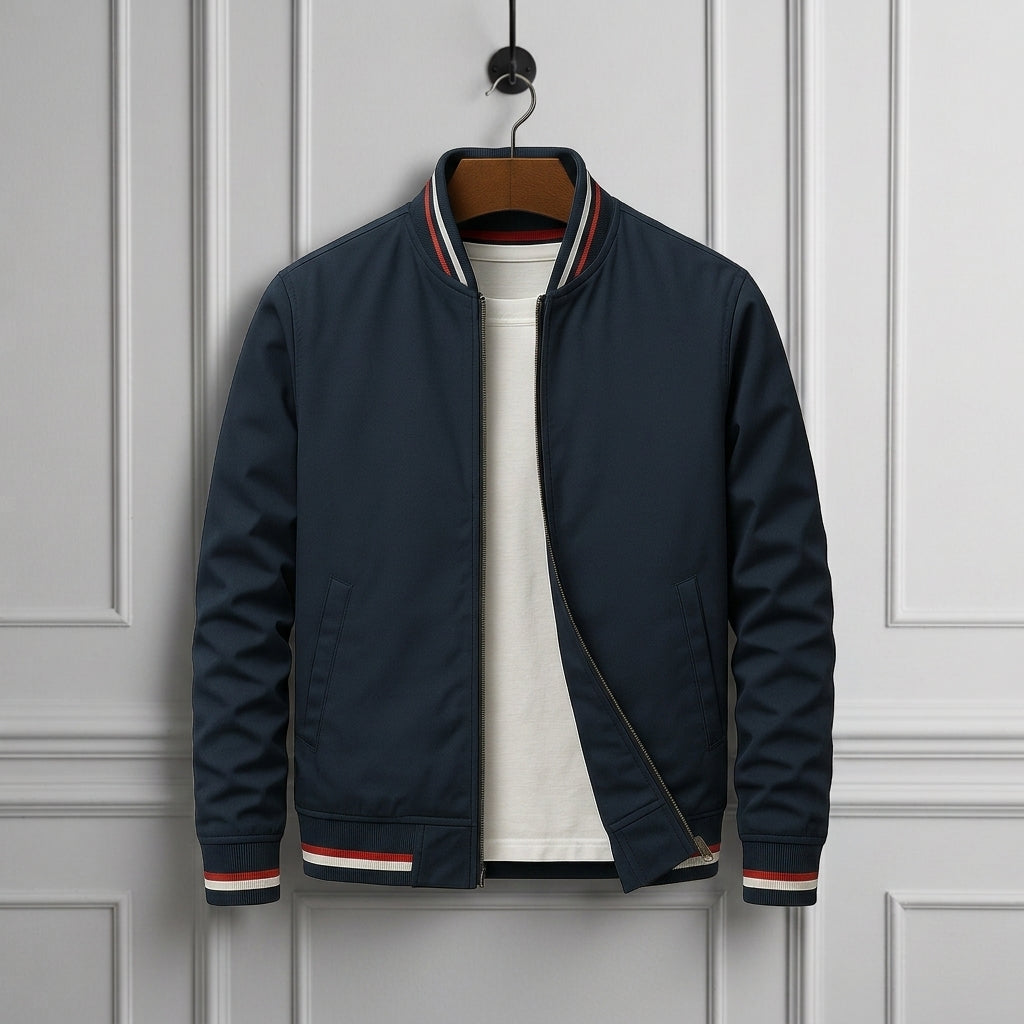 Joseph | Varsity Stripe-Trim Zip Bomber Jacket