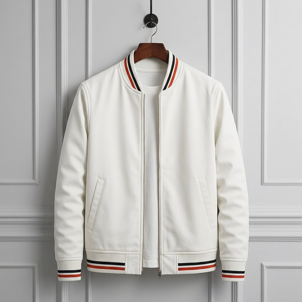 Joseph | Varsity Stripe-Trim Zip Bomber Jacket