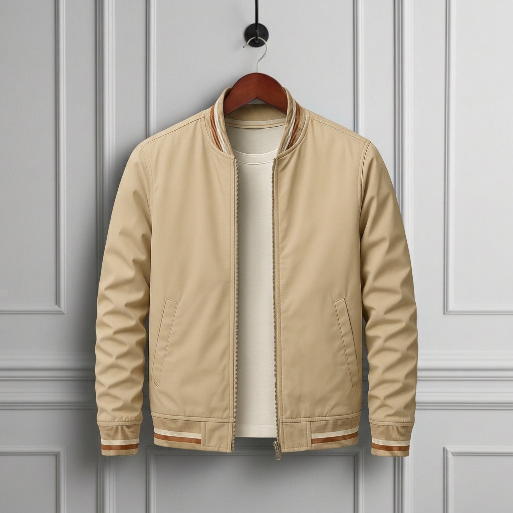 Joseph | Varsity Stripe-Trim Zip Bomber Jacket
