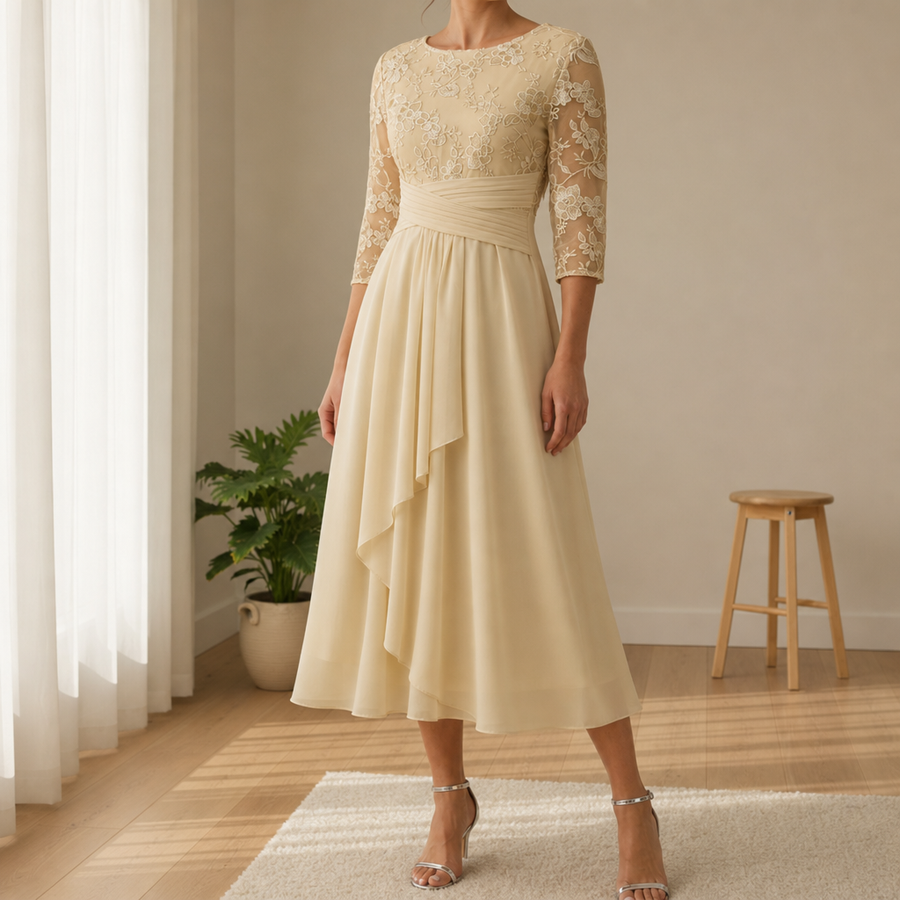 Leah | Figueres Lace Chiffon Midi Dress