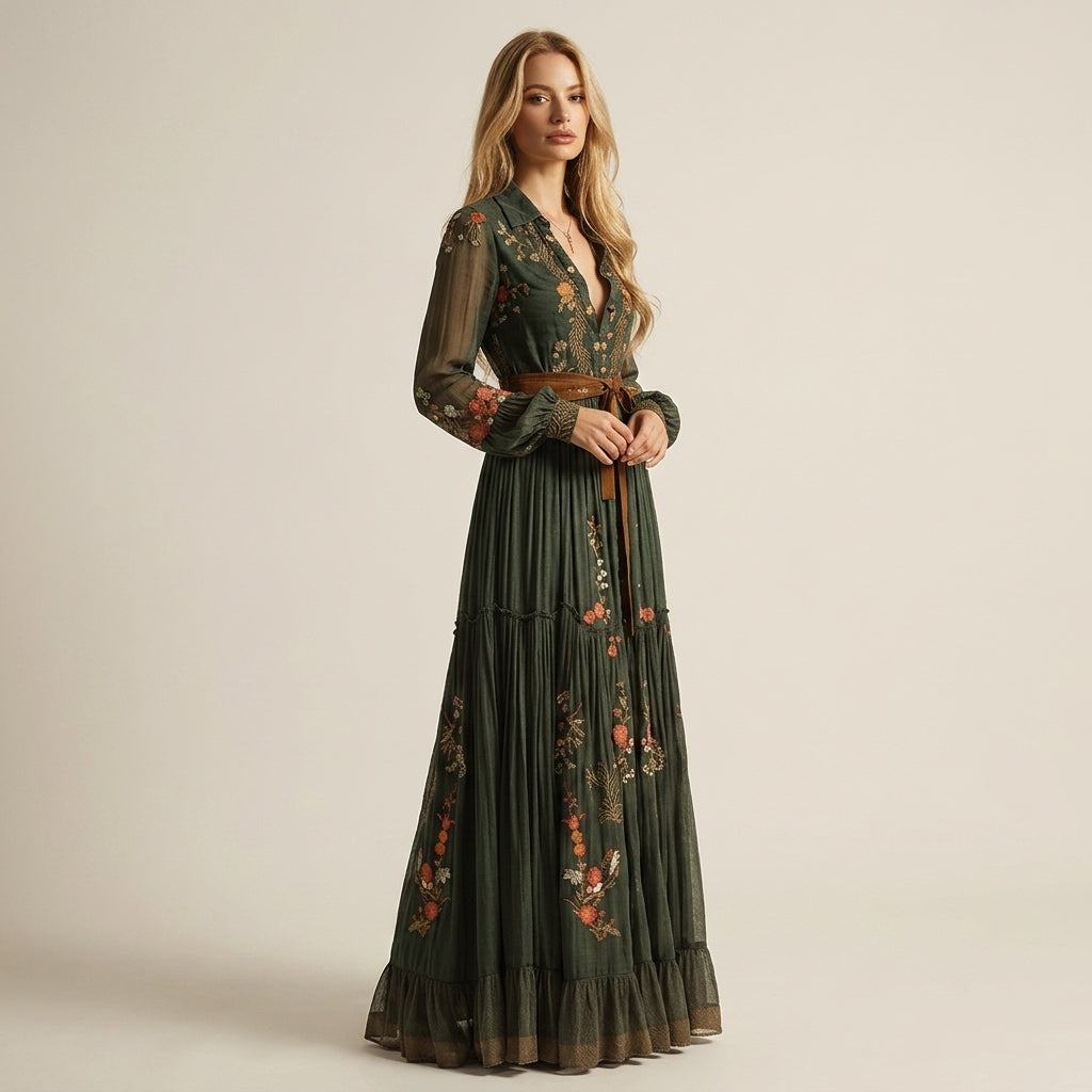 Leah | Granada Embroidered Maxi Dress