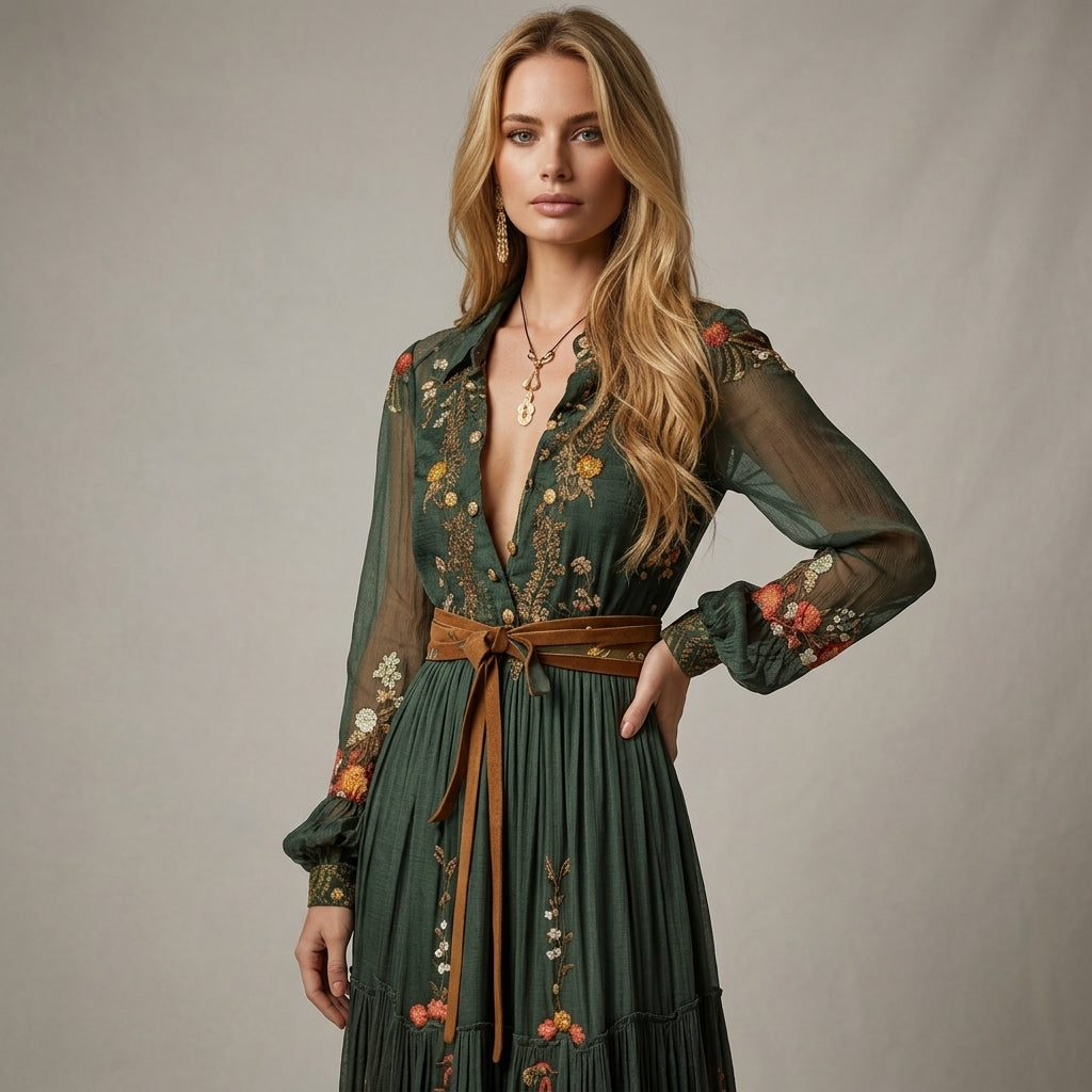 Leah | Granada Embroidered Maxi Dress