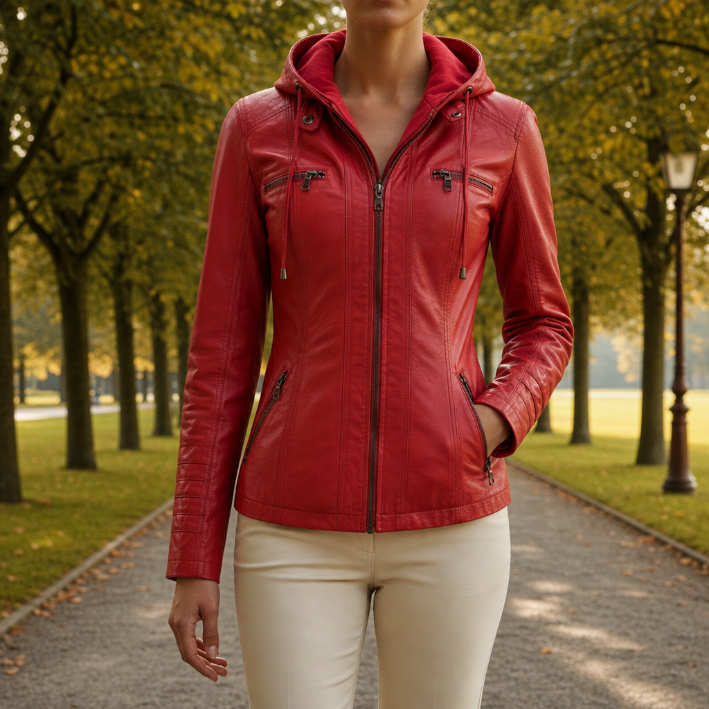 Leah | Kyrenia Hooded Moto Leather Jacket