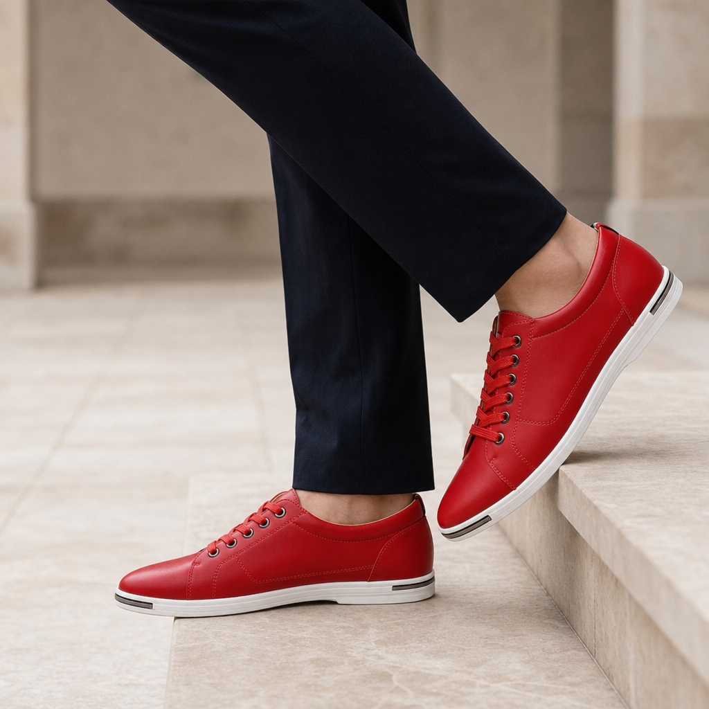 Liam | Cassis Leather Casual Sneakers