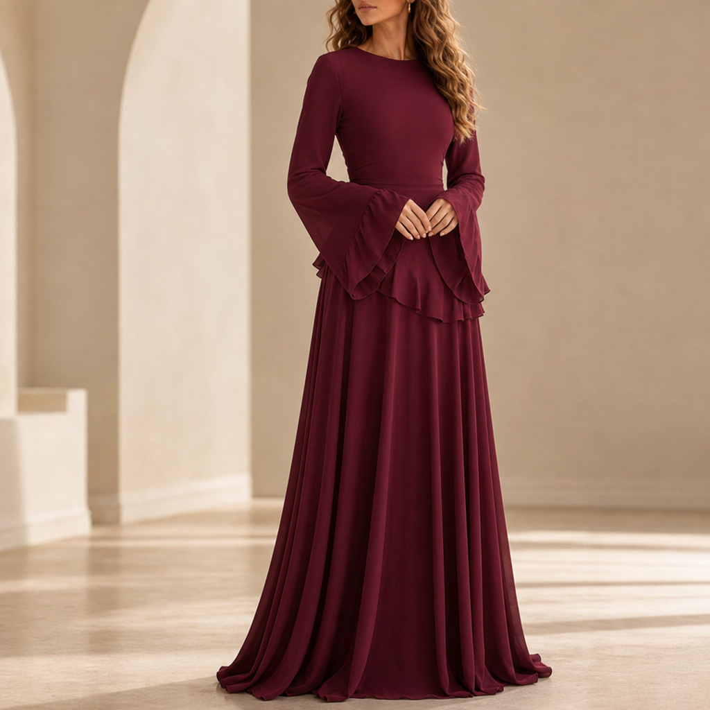 Lily | Cadaques Ruffle Flared Sleeve Maxi Dress
