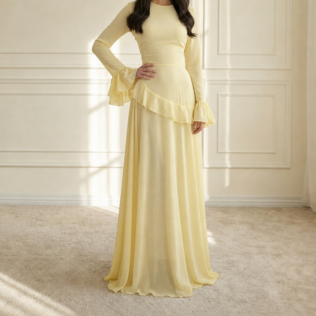 Lily | Cadaques Ruffle Flared Sleeve Maxi Dress