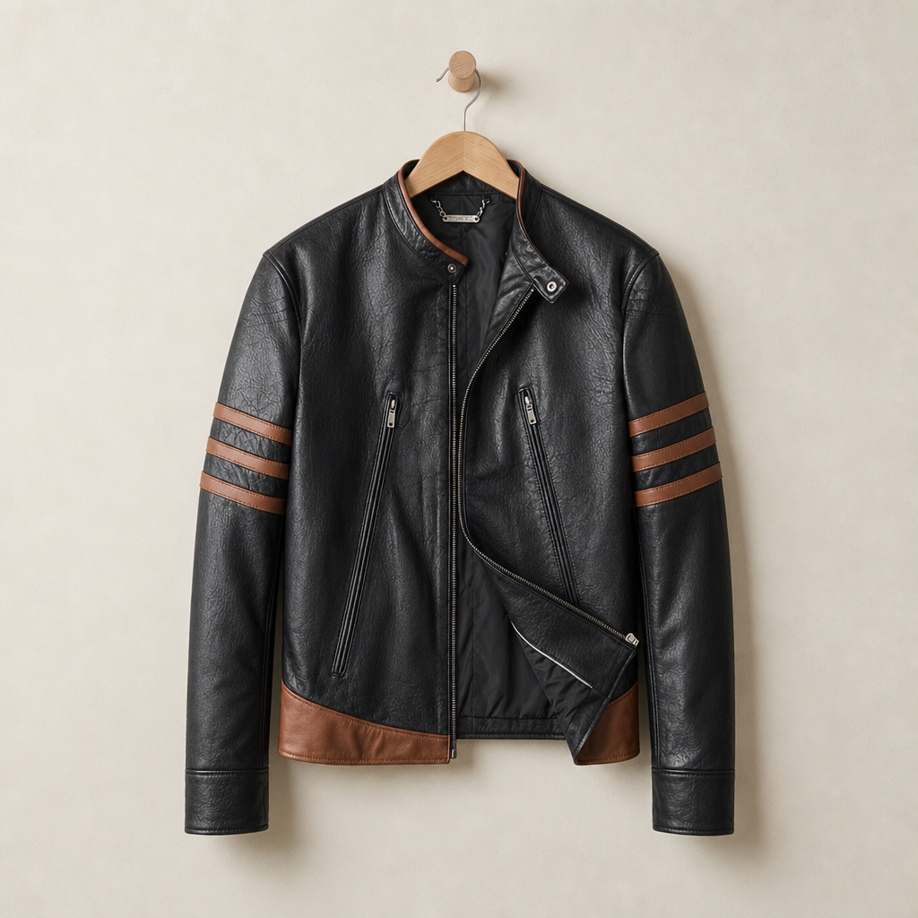 Lincoln | Vieste Striped Leather Biker Jacket