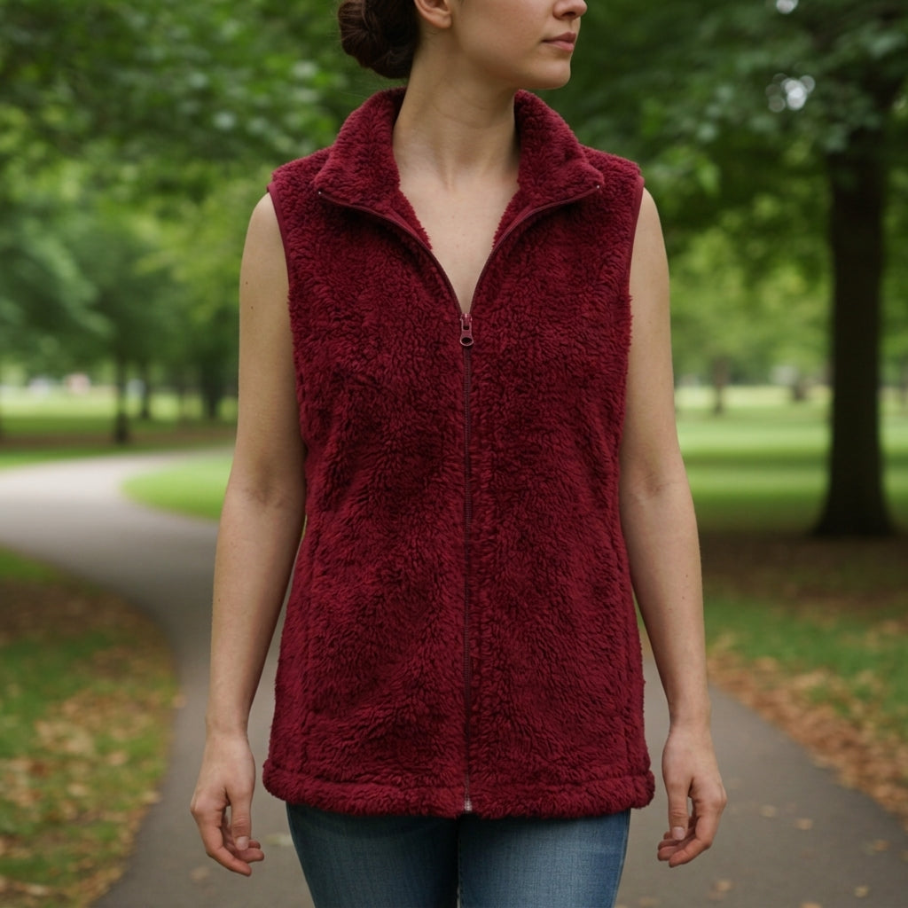 Lucy | Coral Velvet Fleece Vest