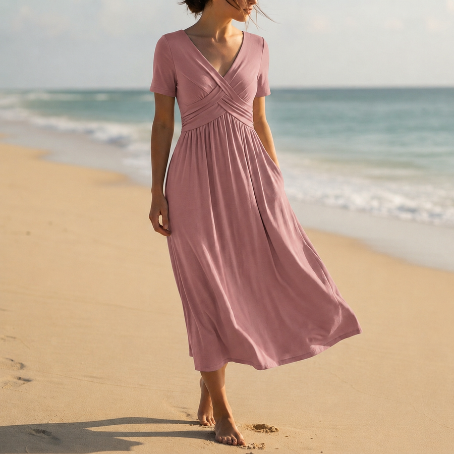 Madison | Marvao Wrap V-Neck Midi Dress
