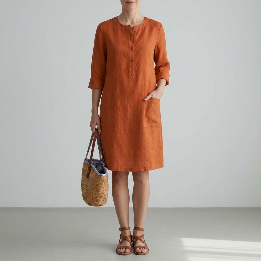 Madison | Tossa Linen Button Shift Dress