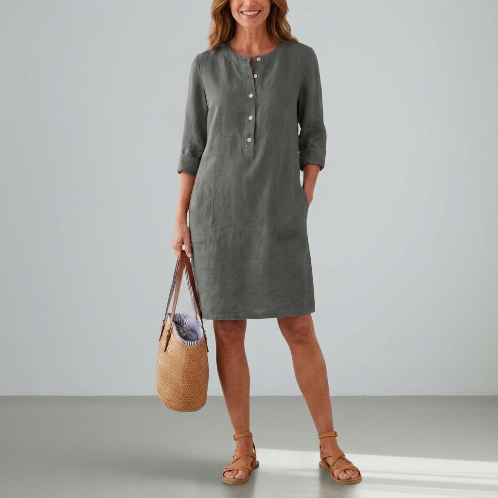 Madison | Tossa Linen Button Shift Dress